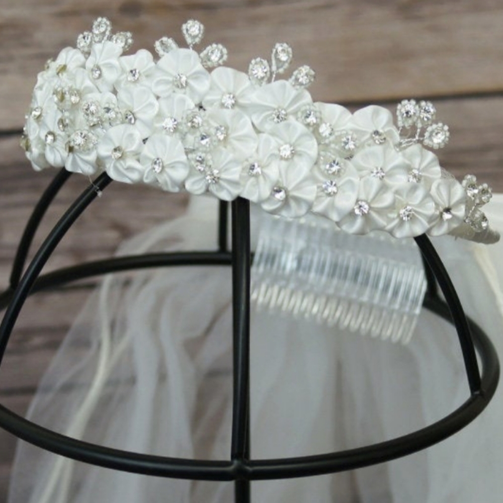 First Communion Head Piece, crown, rhinestone